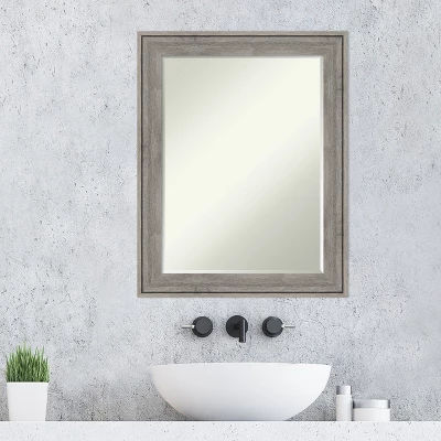 Amanti Art Regis Barnwood Grey Petite Bevel Wood Bathroom Wall Mirror 28.5 X 22.5 In. - Image 6