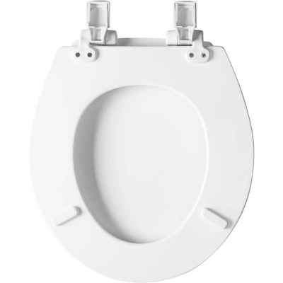 Kendall Never Loosens Round Enameled Wood Toilet Seat With Easy Clean And Slow Close Hinge White - Mayfair By Bemis - Image 3