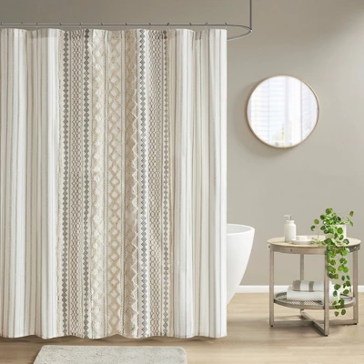72"x72" Imani Chenille Striped Cotton Printed Shower Curtain - Image 6