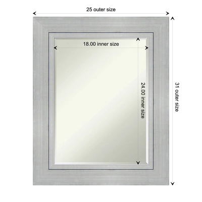 Amanti Art Romano Silver Petite Bevel Wood Bathroom Wall Mirror 31.25 X 25.25 In. - Image 3