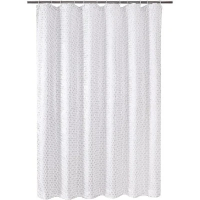 Kate Aurora Elegant "Raindrop" Silver Metallic Foil White Jacquard Fabric Shower Curtain - Standard Size - Image 2