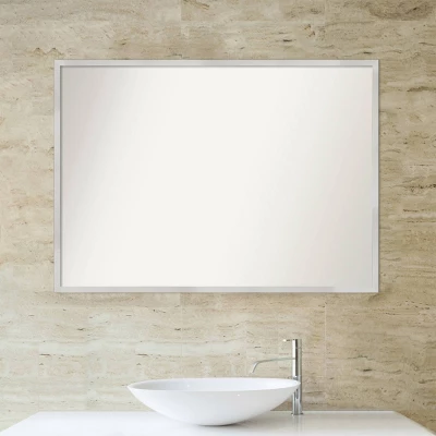 40" X 29" Non-Beveled Svelte Silver Wood Bathroom Wall Mirror - Amanti Art - Image 4