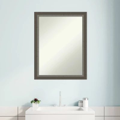 21" X 27" Non-Beveled Domus Wood Bathroom Wall Mirror Dark Silver - Amanti Art - Image 7