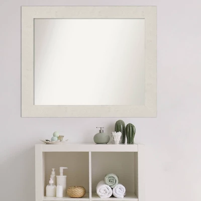 34" X 28" Non-Beveled Rustic Plank White Bathroom Wall Mirror - Amanti Art - Image 6