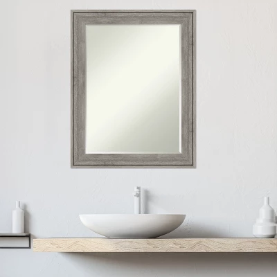 Amanti Art Regis Barnwood Grey Petite Bevel Wood Bathroom Wall Mirror 28.5 X 22.5 In. - Image 9
