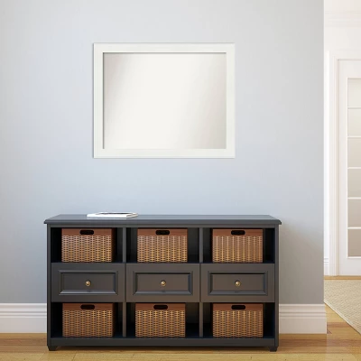 32" X 26" Non-Beveled Vanity White Narrow Bathroom Wall Mirror - Amanti Art - Image 4