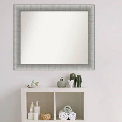 33" X 27" Non-Beveled Elegant Bathroom Wall Mirror Brushed Pewter - Amanti Art - Image 6