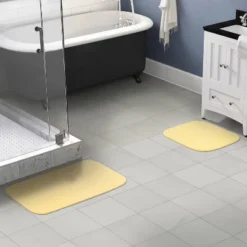 2pc Washable Nylon Bathroom Rug Set Yellow - Garland Rug