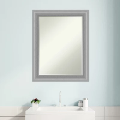 Amanti Art Peak Polished Nickel Narrow Petite Bevel Bathroom Wall Mirror 28.5 X 22.5 In. - Image 5