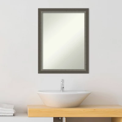 21" X 27" Non-Beveled Domus Wood Bathroom Wall Mirror Dark Silver - Amanti Art - Image 8