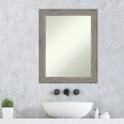 23" X 29" Non-Beveled Regis Barnwood Gray Wood Bathroom Wall Mirror - Amanti Art - Image 6