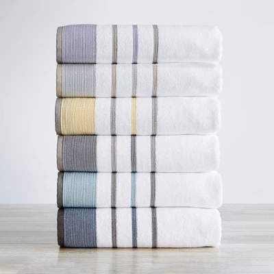 100% Cotton Quick-Dry Decorative Stripe Bath Towel Set - Image 2