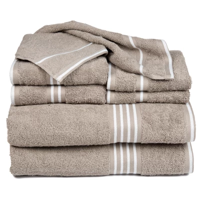 8pc Striped Bath Towel Set - Yorkshire Home - Image 4