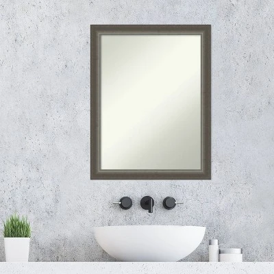 21" X 27" Non-Beveled Domus Wood Bathroom Wall Mirror Dark Silver - Amanti Art - Image 6