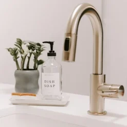 Sweet Water Decor Clear Glass White Text Label Dish Soap Dispenser - 16oz