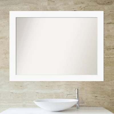 44" X 33" Non-Beveled Cabinet Bathroom Wall Mirror White - Amanti Art - Image 5