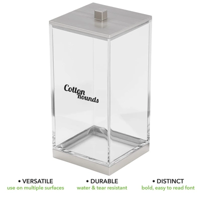 MDesign Square Apothecary Storage Jar With Labels For Bathroom - Image 4