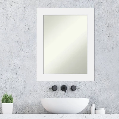 23" X 29" Non-Beveled Corvino Wood Bathroom Wall Mirror White - Amanti Art - Image 4