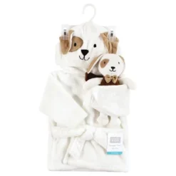 Hudson Baby Unisex Baby Plush Bathrobe And Toy Set, Dog, One Size