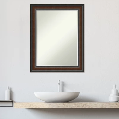Amanti Art Cyprus Walnut Petite Bevel Wood Bathroom Wall Mirror 28.75 X 22.75 In. - Image 9