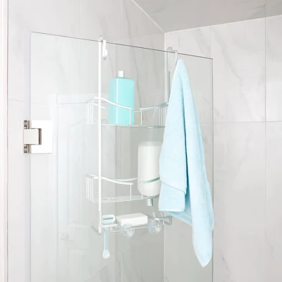 3 Tier Venus Rust Proof Aluminum Tier Over The Door Shower Door Caddy Gray - Better Living Products - Image 5