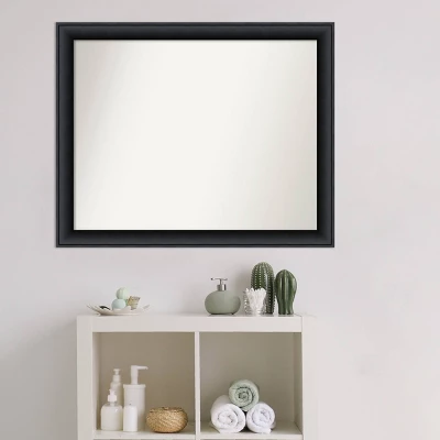 32" X 26" Non-Beveled Nero Wood Bathroom Wall Mirror Black - Amanti Art - Image 4