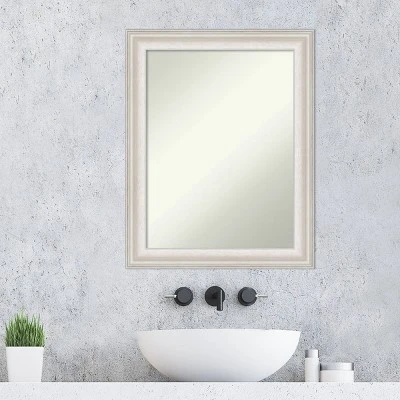 23" X 29" Non-Beveled Trio White Wash Silver Bathroom Wall Mirror - Amanti Art - Image 6