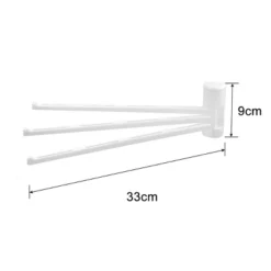 Unique Bargains Kitchen Bathroom Plastic 3-Bar Rotation Towel Rack Hooks And Hangers White 1 Pc