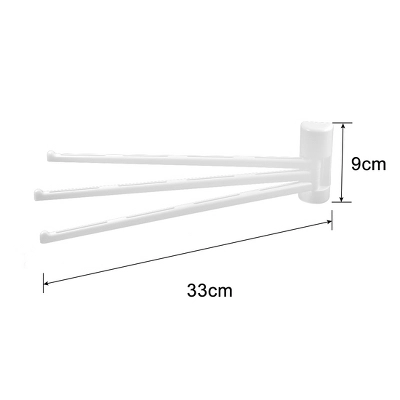 Unique Bargains Kitchen Bathroom Plastic 3-Bar Rotation Towel Rack Hooks And Hangers White 1 Pc