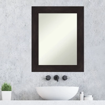 24" X 30" Non-Beveled Furniture Bathroom Wall Mirror Espresso Brown - Amanti Art - Image 6