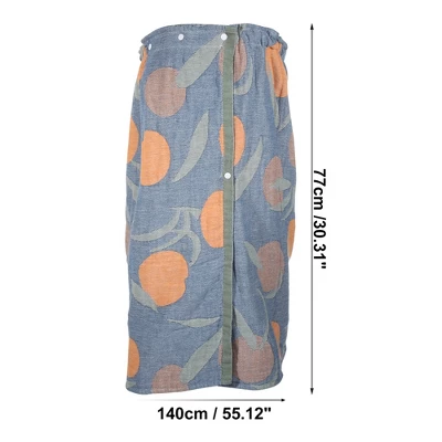 Unique Bargains Soft Absorbent Elastic Band Adjustable Button Towel Bath Wrap Blue 55.12" X 30.31" 1 Pc - Image 3