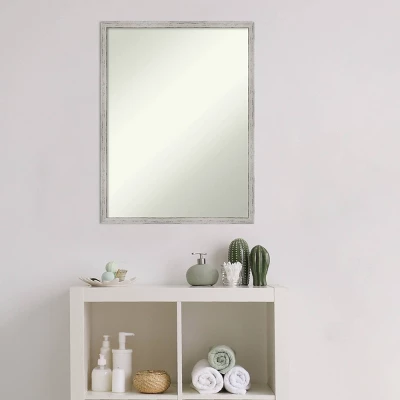 19" X 25" Non-Beveled Shiplap White Narrow Wood Bathroom Wall Mirror - Amanti Art - Image 4
