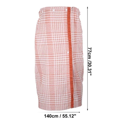 Unique Bargains Adjustable Button Elastic Band Bathroom Soft Absorbent Towel Bath Wrap 55.12"x30.31" 1 Pc - Image 3