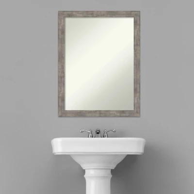 21" X 27" Non-Beveled Marred Wood Bathroom Wall Mirror Pewter - Amanti Art - Image 7