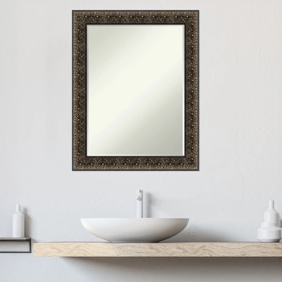 Amanti Art Intaglio Embossed Black Petite Bevel Wood Bathroom Wall Mirror 28.5 X 22.5 In. - Image 9