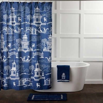 Vern Yip Chinoiserie Bath Towel Navy - SKL Home - Image 3