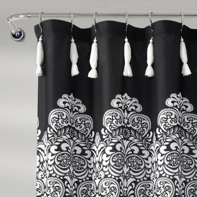 72"x72" Boho Medallion Shower Curtain Black - Lush Decor