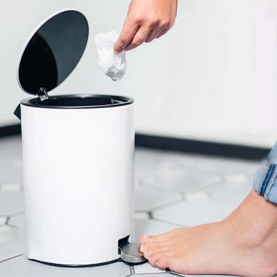 Bamodi 3L White Bathroom Wastebasket With Removable Inner Bucket & Lid - Image 2