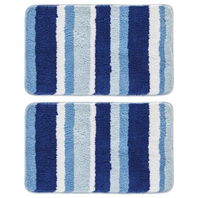 MDesign Soft Striped Microfiber Non-Slip Spa Mat, 34" X 21", 2 Pack - Image 7