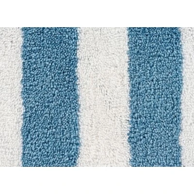 2pc Striped Washable Bathroom Rug Set Basin Blue/White - Garland Rug - Image 2
