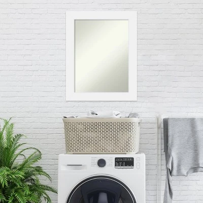 23" X 29" Non-Beveled Corvino Wood Bathroom Wall Mirror White - Amanti Art - Image 8