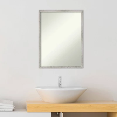 19" X 25" Non-Beveled Shiplap White Narrow Wood Bathroom Wall Mirror - Amanti Art - Image 8