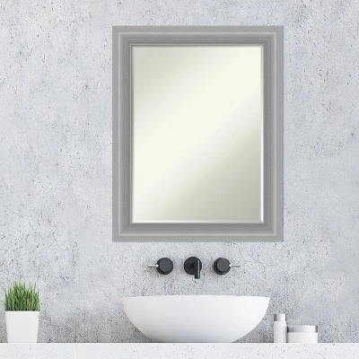 Amanti Art Peak Polished Nickel Narrow Petite Bevel Bathroom Wall Mirror 28.5 X 22.5 In. - Image 6