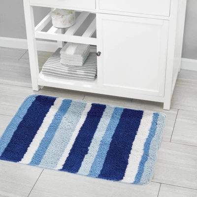 MDesign Soft Striped Microfiber Non-Slip Spa Mat, 34" X 21", 2 Pack - Image 2