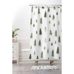 Gabriela Fuente Winter Forest Shower Curtain Green - Deny Designs