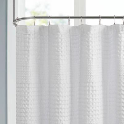 72"x72" Orinn Super Waffle Textured Shower Curtain White - Image 3