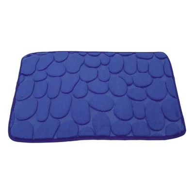 Unique Bargains Bathroom Rugs Polyester Bath Mat Machine Washable Dark Blue Cobblestone Pattern 23.62"x15.75" - Image 4