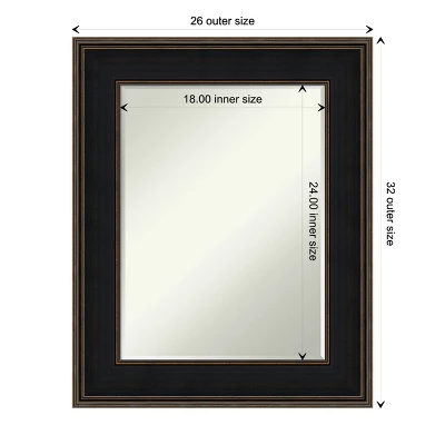 Amanti Art Mezzanine Espresso Petite Bevel Wood Bathroom Wall Mirror 31.5 X 25.5 In. - Image 3