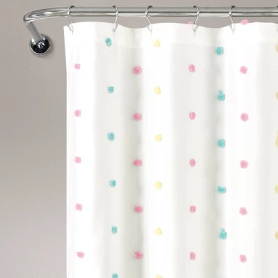 72"x72" Kids' Rainbow Tufted Dot Single Shower Curtain - Lush Décor