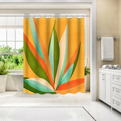 Americanflat 71" X 74" Shower Curtain, Minimalist Agave Textured3 By Modern Tropical